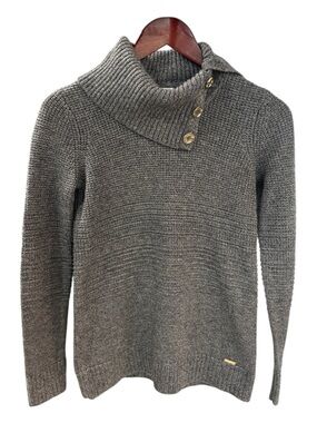 Calvin Klein Side Button Cowl Neck Sweater - Gray XS